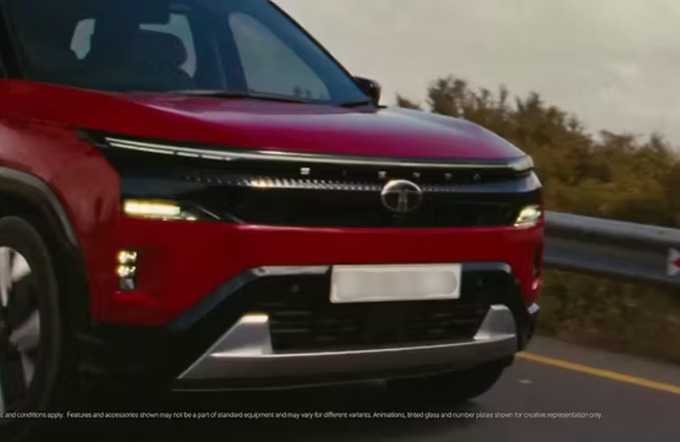 Tata Sierra Red Colour Teased — Three-Screen Dashboard Confirmed